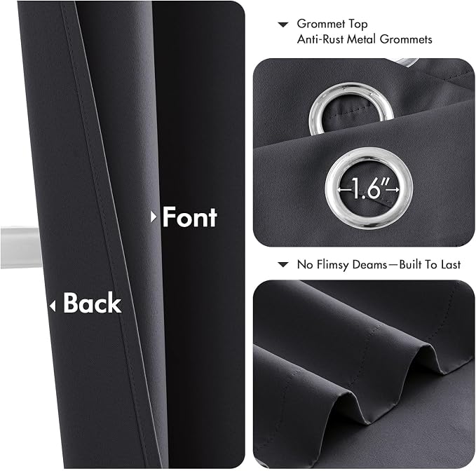 MIULEE Blackout Curtains for Bedroom 2 Panels 50 x 84 Inch Long Dark Grey | - Image 4