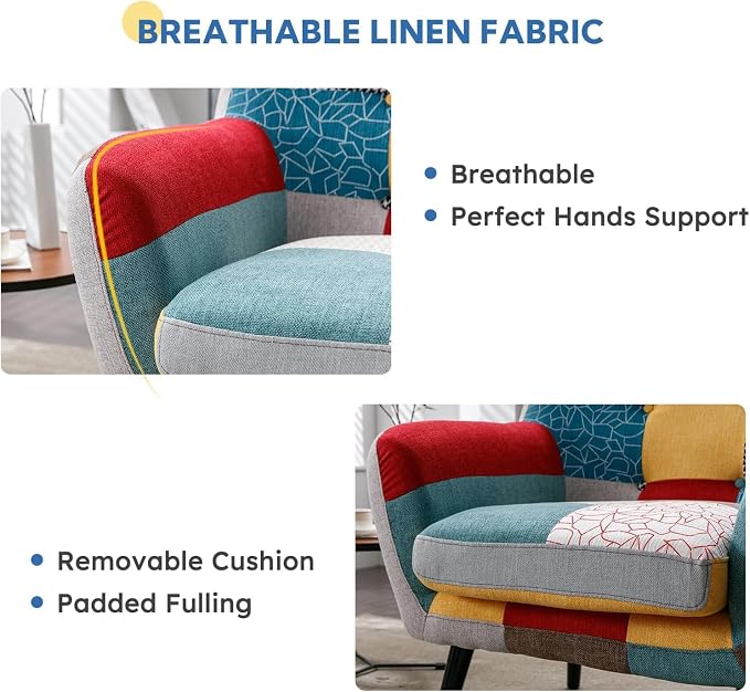 Bonzy Home Modern Colorful 3 Piece Coroful Fabric Sofa Set, Included Accent - Image 3