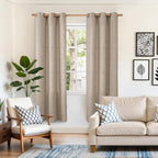 YoungsTex Dark Oatmeal Linen Semi Sheer Curtains 72 Inch Length - Image 2