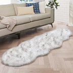 ORINOVA White and Grey Ultra Soft Faux Fur Shaggy Runner Rug 2x6 by ORINOVA