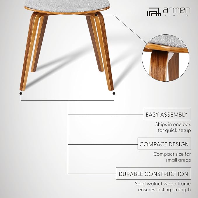 Armen Living Jaguar Mid Century Modern Dining Accent Chair - Image 4