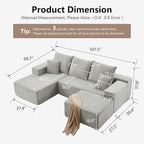 107" Cloud Modular Sectional Couches, Modern Convertible U Shaped Couch - Image 2