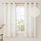 Natural Linen Semi Sheer Curtains 63 Inch - Image 2