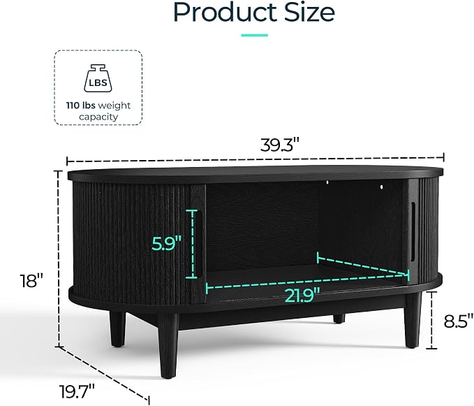 LINSY HOME Round Coffee Table, 31.5" Drum Coffee Table - Image 3
