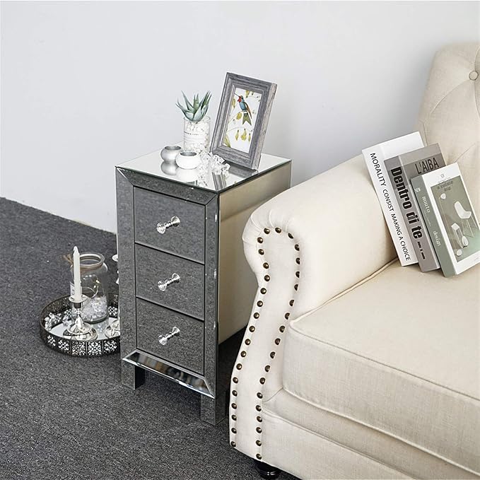 Mirrored End Table Modern Small Sofa Corner Table - Image 3