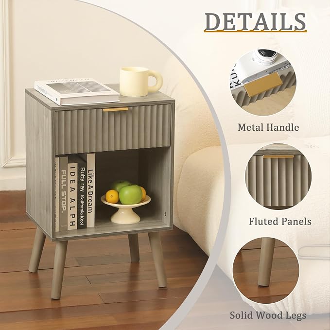 Fultyle Grey Wood Nightstand - Image 5