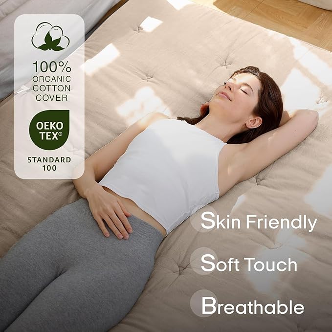 ZonLi Japanese Floor Futon Mattress Full Size 75"x 54", 100% Cotton Cover 2.5'' - Image 2
