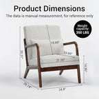 Mid Century Modern Accent Chair, Upholstered Corduroy Armchair - Image 2