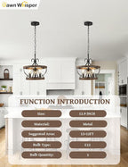 12.9 Inch Farmhouse Chandelier for Dining Room Wood Drum Chandelier Light - Image 4