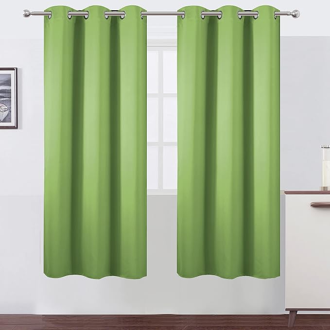 Light Green Thermal Blackout Curtains/42 x 72 Inch/Set of 2 Panels Room by Lemomo