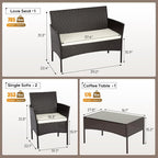 FDW | 4-Piece Patio Furniture Set | Brown | Outdoor Wicker Furniture - Image 7