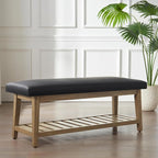 Zihanhome Entryway Bench, PU Leather Upholstered Shoe Benches - Image 4