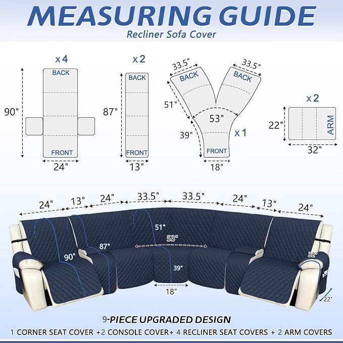 Arfntevss Recliner Sectional Couch Covers 1OO% Waterproof L Shape Sofa Cover - Image 2