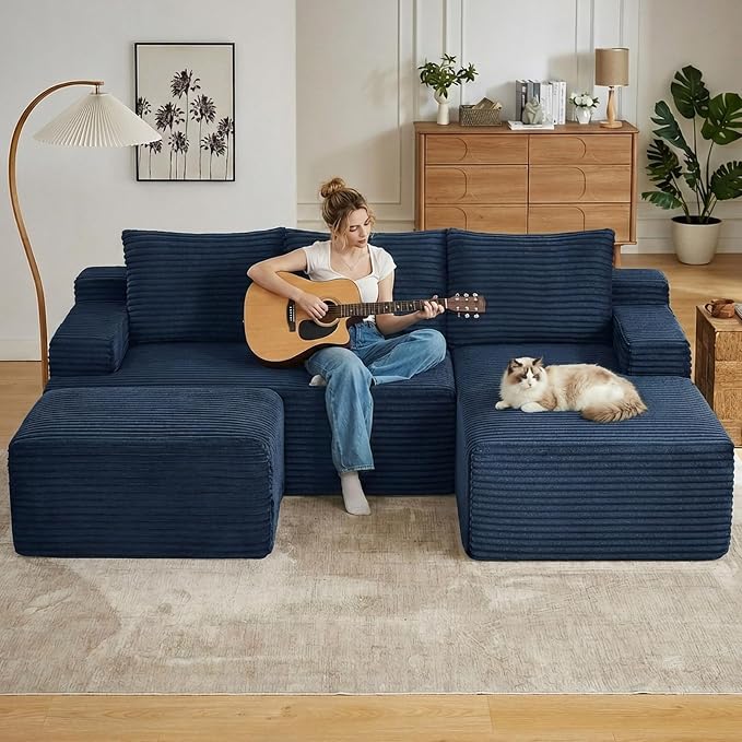 96" Cloud Sectional Couch U-Shaped Chaise - Image 6