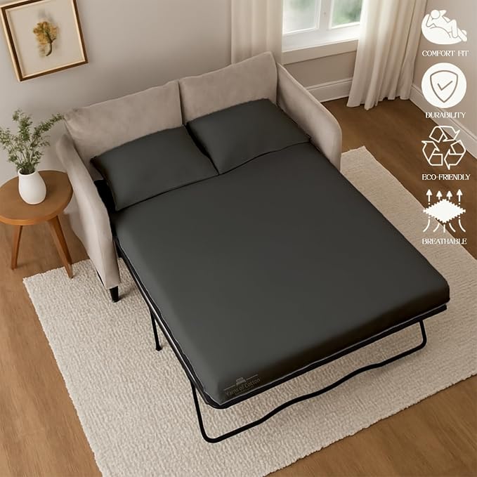 Sleeper Sofa Bed Sheet, 100% Cotton 400 Thread Count, 4 Piece Set, Deep Pocket - Image 6