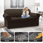 100% WaterproofCouch Cover 4-Piece Set Striped Sofa Slipcovers - Image 3