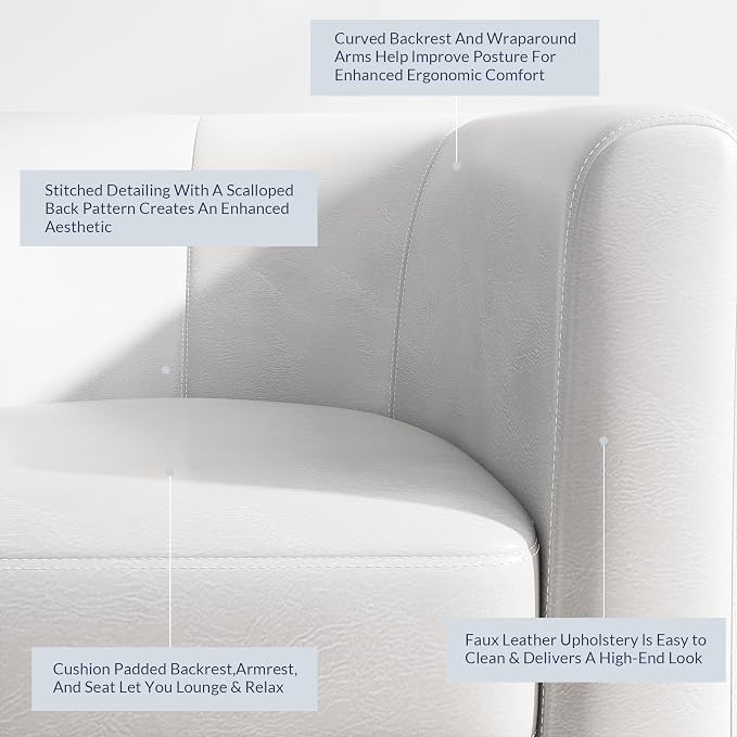 BELLEZE Accent Barrel Chair, Club Tub Sofa Corner Chair - Image 4