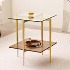LumFurn Glass End Table, Mid-Century Modern Design Sofa Table, - Image 3