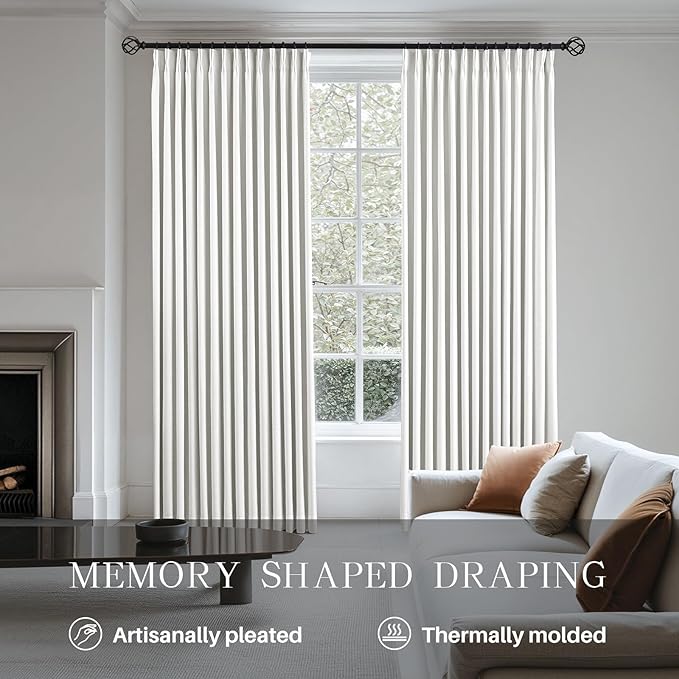 AUSSPVOCT Pinch Pleated 90 Inch Linen Curtains 100% Blackout - Image 3