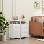 Somdot Nightstand with 3 Drawers, Dresser with Fabric Bins - Image 4