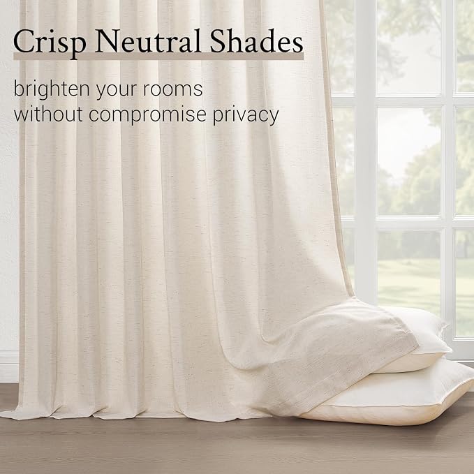 Topfinel 105 Inch Curtains 2 Panels Set, Two Packs Pinch Pleat Back Tab Linen - Image 5