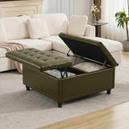 Tbfit Large Square Storage Ottoman Bench, Tufted Upholstered Coffee Table - Image 7