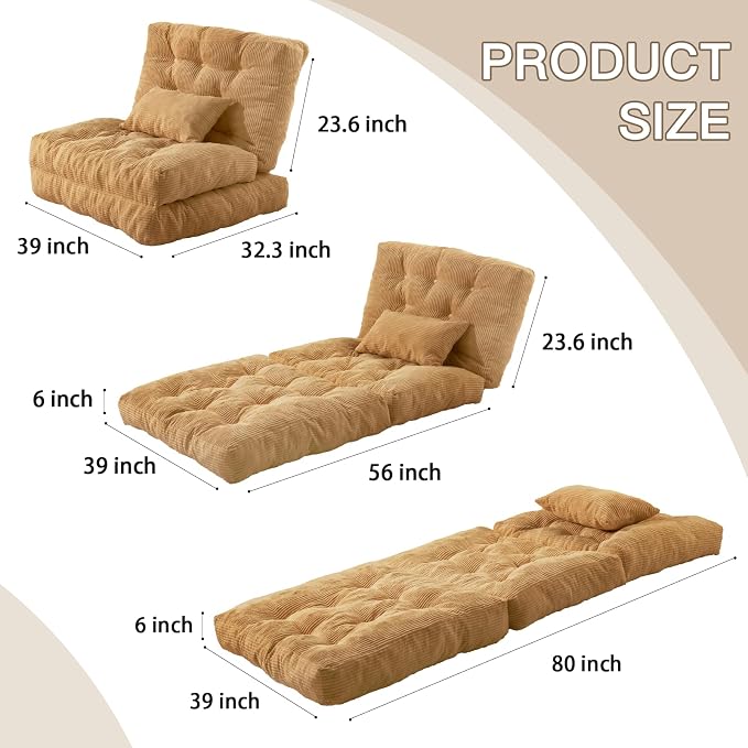 Folding Sofa Bed, Convertible Sleeper Chair - Image 2