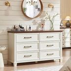 SAVOR LIFE Farmhouse White 6 Drawer Dresser by SAVORLIFEFurniture