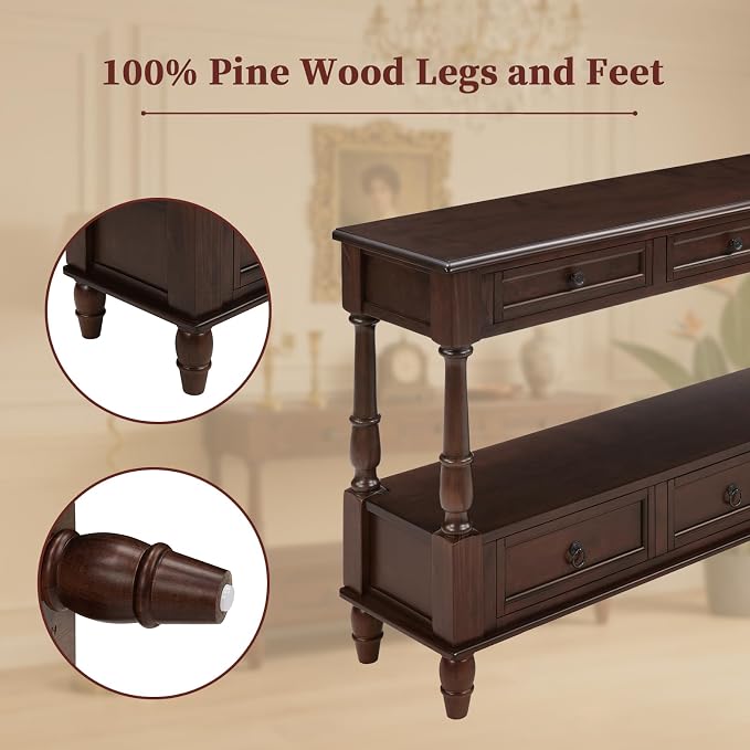 Vintage Solid Wood Console Table - Image 3