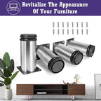 5 Inch Metal Furniture Legs Stainless Steel Adjustable Legs Silver Metal Legs - Image 2
