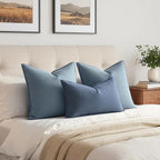 MIULEE Decorative Linen Lumbar Pillow Cover 12x20 Inch Blue Ashes | Boho - Image 4