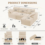 Upgrade Boneless Couch with Storage, Extra Deep&High Seat Modular Sectional - Image 3