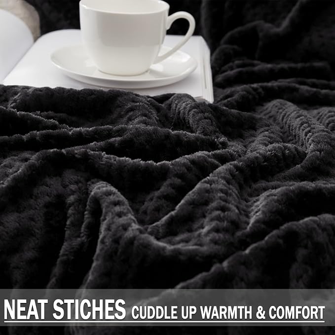 Exclusivo Mezcla Soft Waffle Fleece Bed Blanket King Size, Cozy Flannel - Image 6