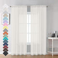 Ivory Sheer Curtains 84 Inch Length 2 Panels by OVZME