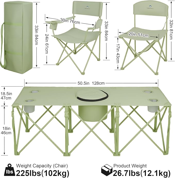 Camping Chair Set of 3, Outdoor Folding Camping Chairs - Image 3