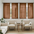 MIULEE Dark Brown Sheer Curtains 63 Inches Long 4 Panels 42 x 63 Inches | Light by MIULEE