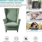 KRFOONN Stretch Wing Chair Slipcovers Jacquard 2 Piece Wingback Chair Covers - Image 5