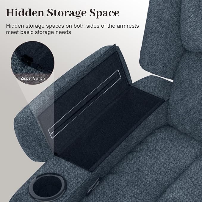 Yolsali Manual Reclining Sectional Sofa Set, 5 Seats Soft Fabric Recliner - Image 7