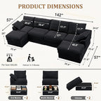 Upgrade Boneless Couch with Storage, Extra Deep&High Seat Modular Sectional - Image 3