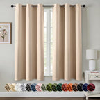 MIULEE Blackout Curtains for Bedroom 2 Panels 34 x 45 Inch Long Beige | Thermal by MIULEE