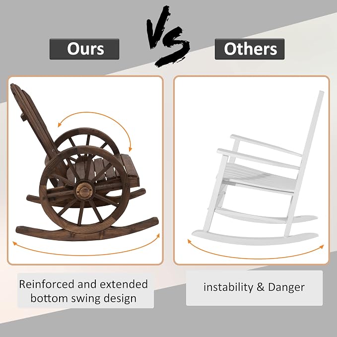 Outsunny Wooden Rocking Chair, Adirondack Rocker Chair w/Slatted Design and - Image 6