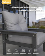 HDPE 4 Piece Patio Furniture Set, All-Weather Outdoor Couch - Image 7