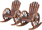 Outvita Adirondack Rocking Chair Set of 2, Wood Wagon Rocker, Outdoor Wooden by Outvita