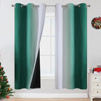 Green and Greyish White Blackout Curtains 42Wx72L 2 Panels | Ombre Curtains by ESTELARTEXTILER