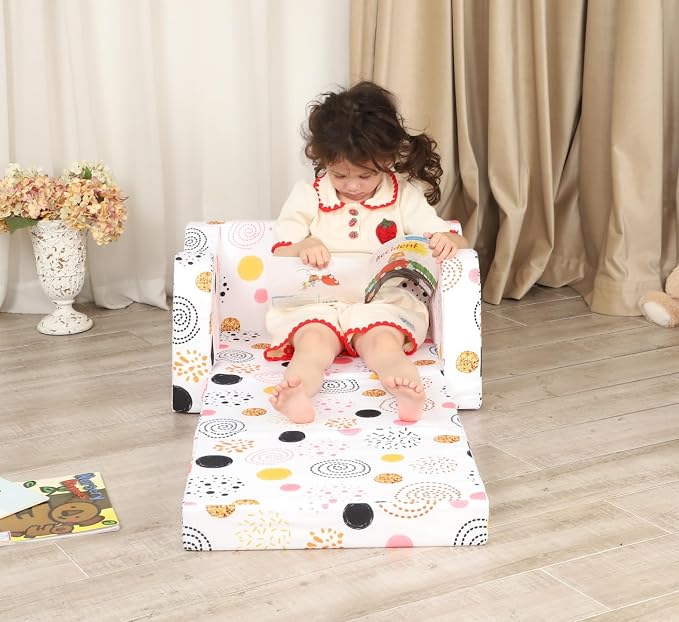 MOMCAYWEX Kids Sofa, 2-in-1 Flip-Out Foam Couch, Foldable Soft Play Lounge Chair - Image 2