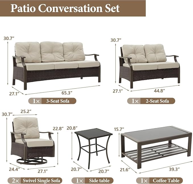 6 Pieces Outdoor Conversation Sets - Image 2