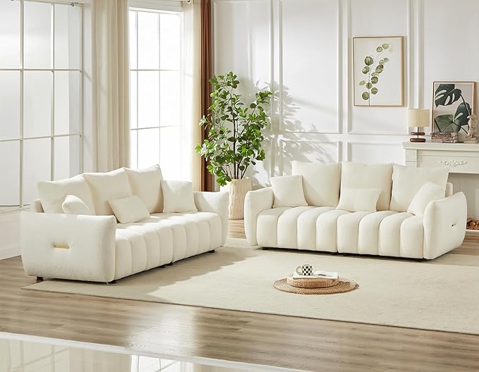 Antetek Teddy Sofa Set for Living Room, 2 Pieces Modern Deep Seat Oversized by Antetek