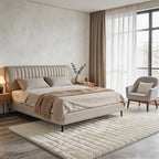 Creamy White Rabbit Striped Plush Rug 5'x8', Fluffy Faux Fur Shaggy Area Rug - Image 2