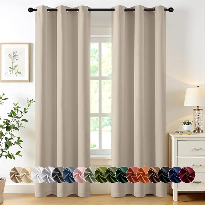 MIULEE Blackout Curtains for Bedroom 2 Panels 40 x 72 Inch Long Light Beige | by MIULEE