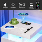 HNEBC Auto LED Nightstand with Wireless Charging Station & USB Ports, High - Image 4